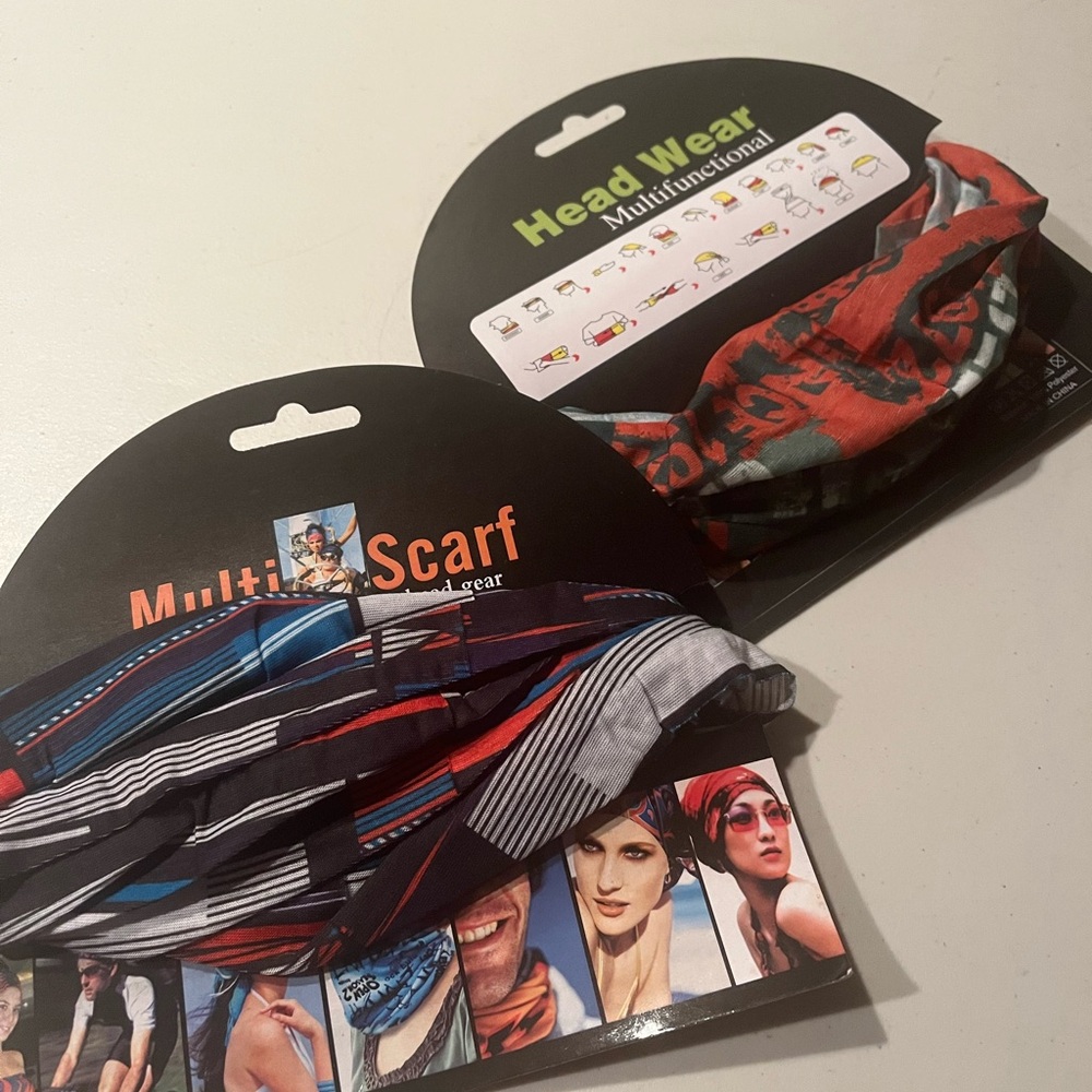 2 Multifunctional Headwear Scarf - Red and Black lot